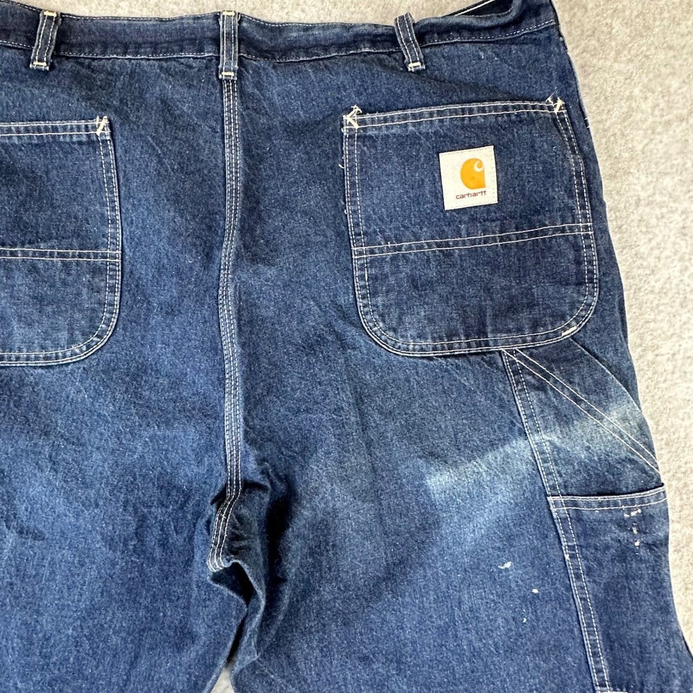 Vtg Carhartt Mens Relaxed Fit Carpenter Jeans Dark Wash Blue Denim B11 DST 40x34